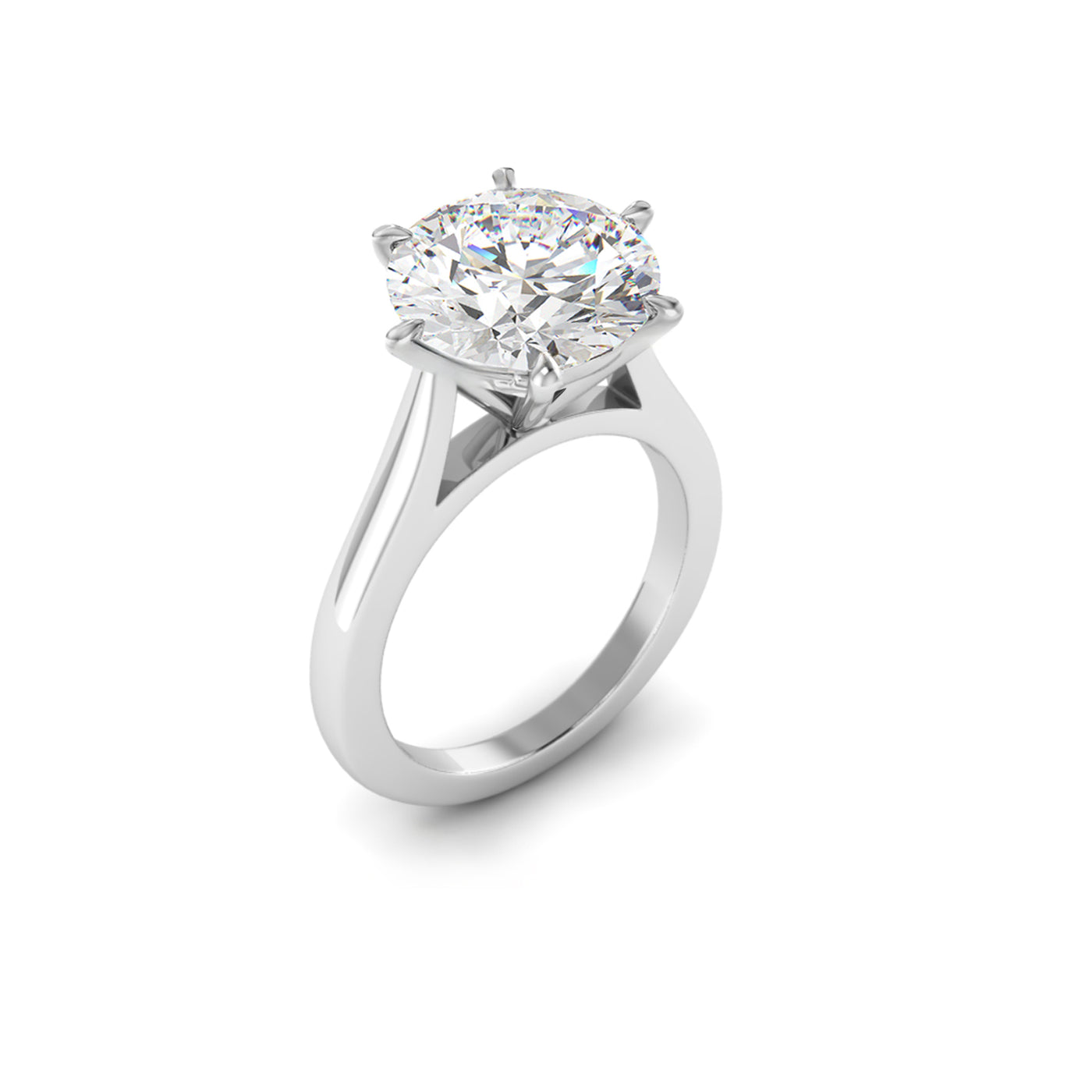 The Claudia Ring - 6 Claw Cathedral Round Solitaire - Lab Grown Diamond