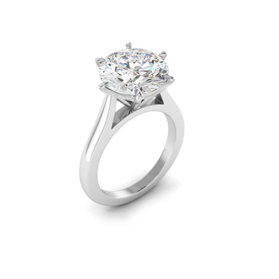 The Claudia Ring - 6 Claw Cathedral Round Solitaire - Lab Grown Diamond