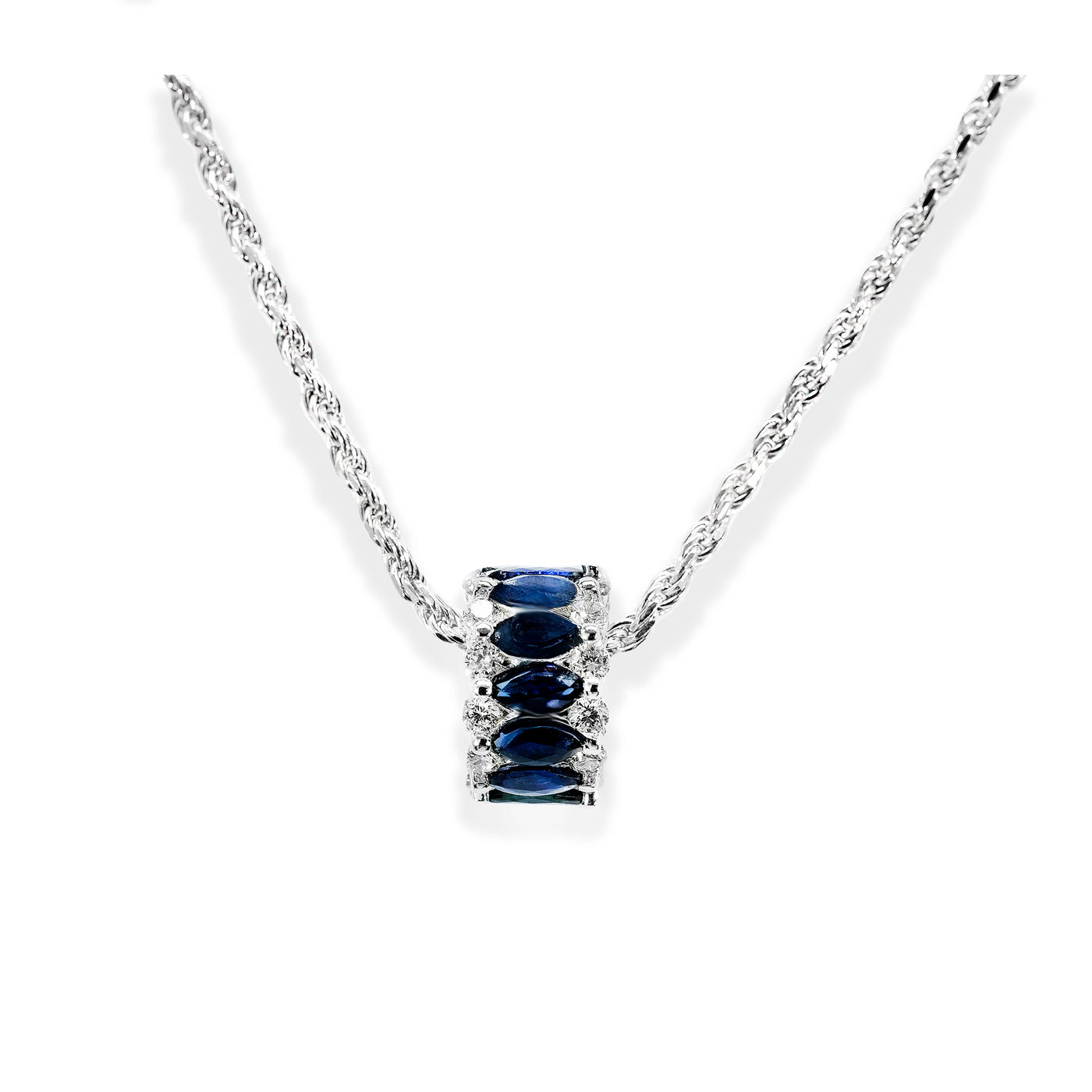 White Gold Diamond & Sapphire Pendant