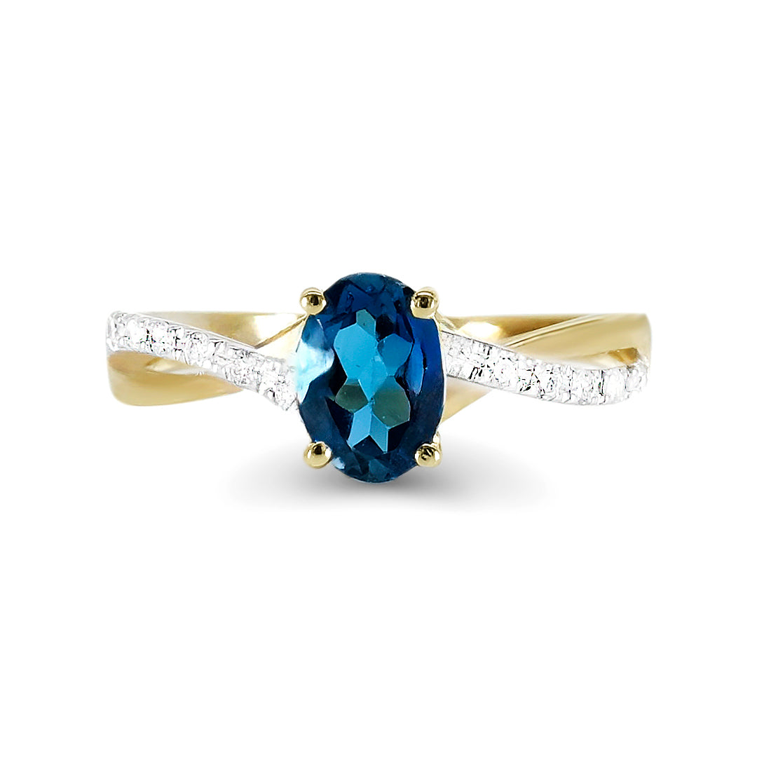 Yellow Gold Topaz & Diamond Ring