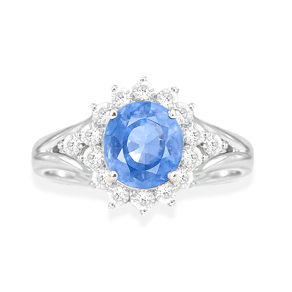 Platinum Sapphire & Diamond Ring