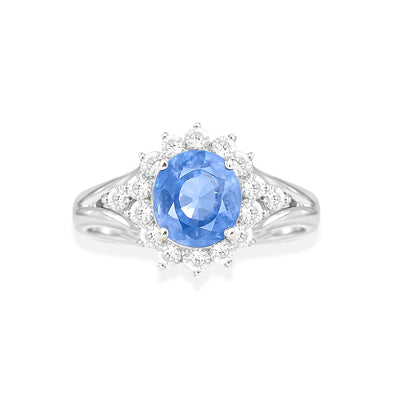 Platinum Sapphire & Diamond Ring