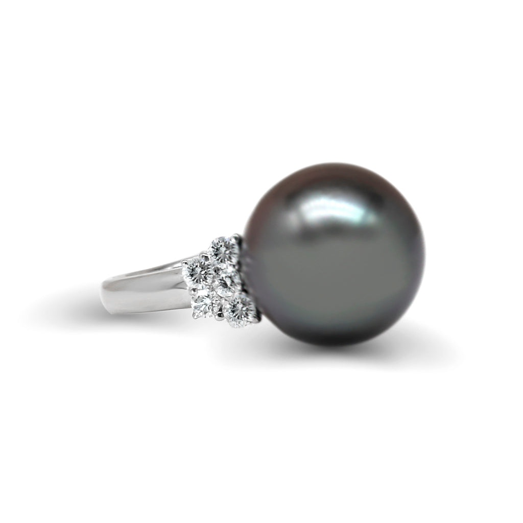 Platinum Tahitian Pearl & Diamond Ring