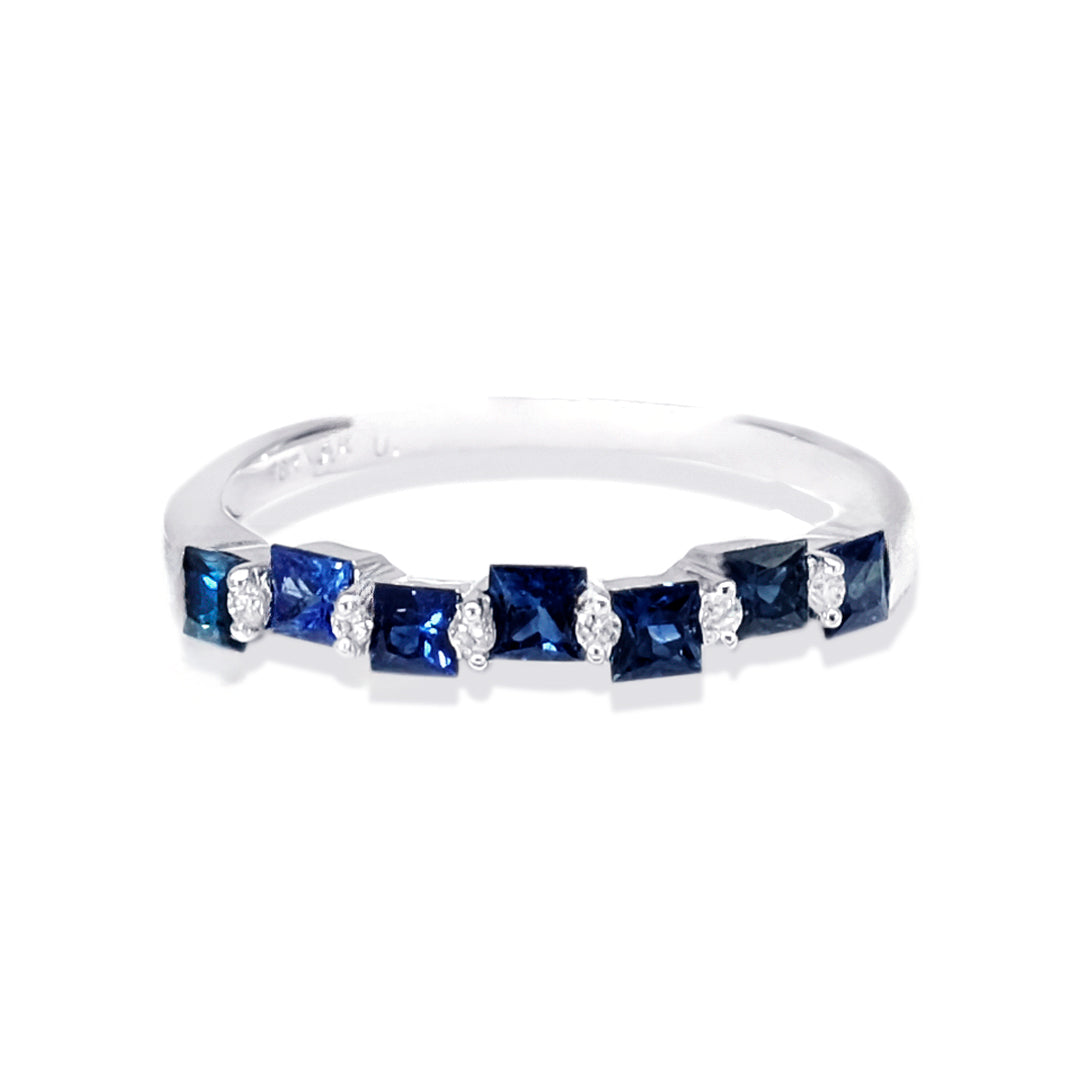 18K White Gold Sapphire & Diamond Ring