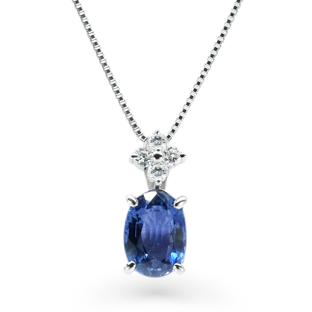 Platinum Sapphire and Diamond Necklace