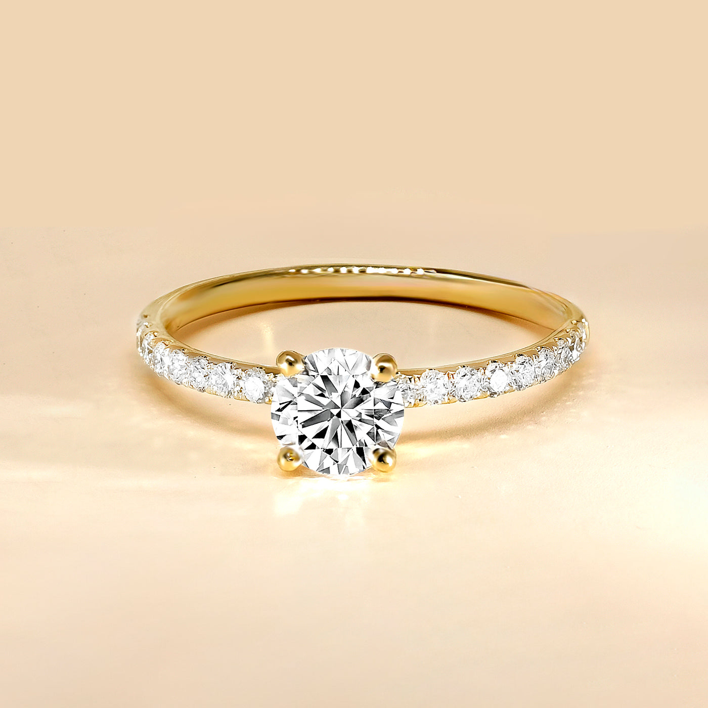 The Florence Ring - Lab Grown Diamond with 4-claws and Pave Band