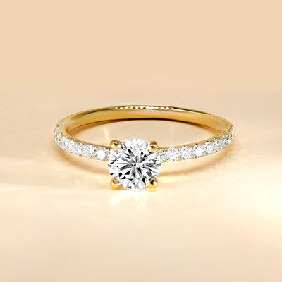 The Florence Ring - Lab Grown Diamond with 4-claws and Pave Band
