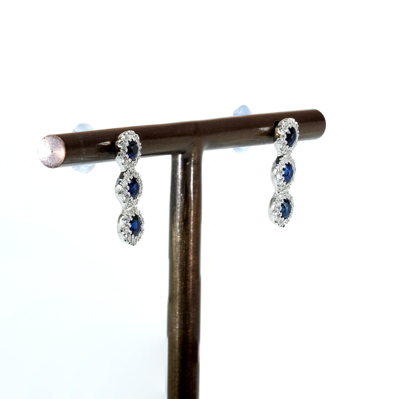 18K White Gold Sapphire & Diamond Earrings