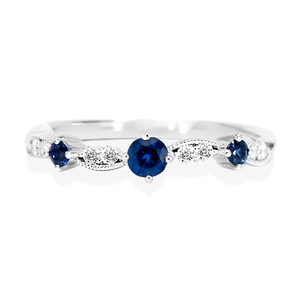 14K White Gold Sapphire & Diamond Ring