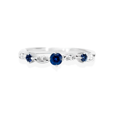 14K White Gold Sapphire & Diamond Ring