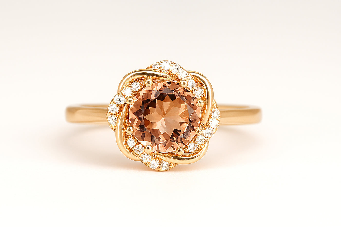 14K Rose Gold Morganite & Diamond Ring