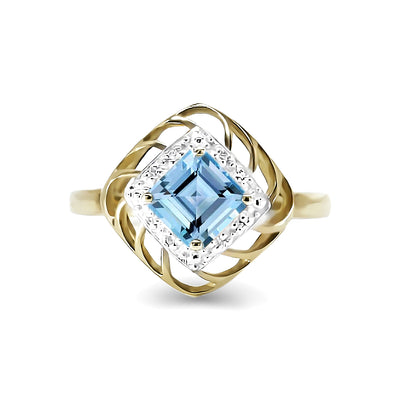 9K Yellow Gold Blue Topaz Ring