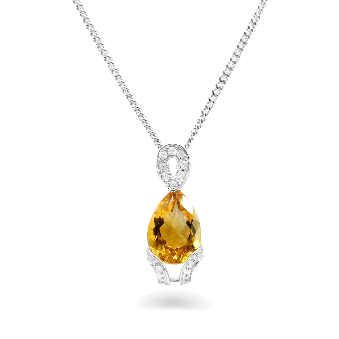 9K White Gold Citrine Pendant