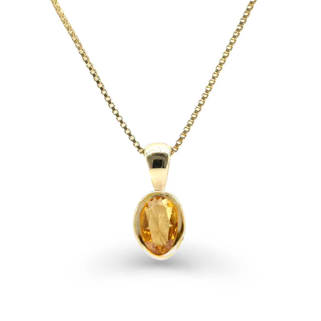 9K Yellow Gold Citrine Pendant