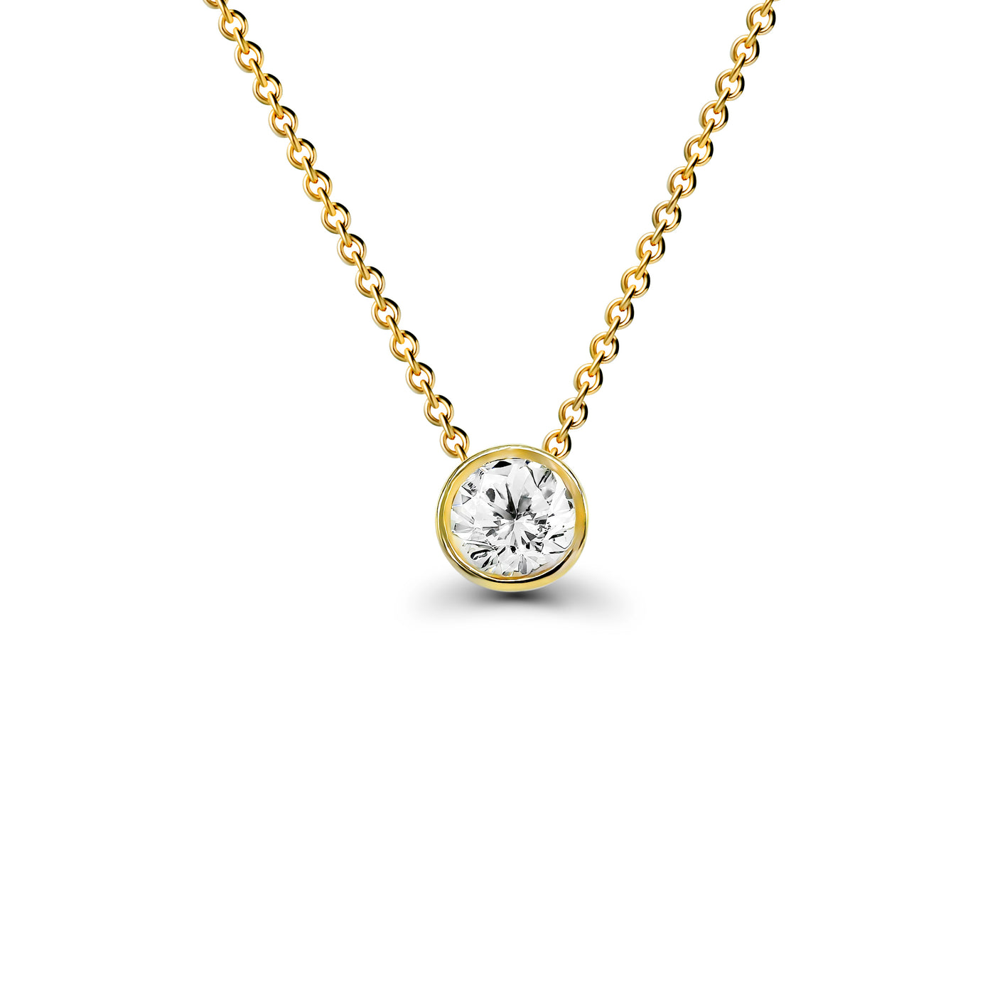 14K Yellow Gold Solitaire Pendant with Lab Grown Diamond