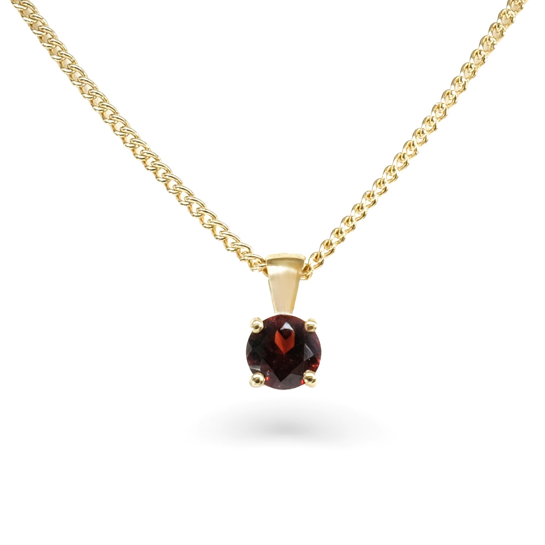 9K Yellow Gold Garnet Pendant