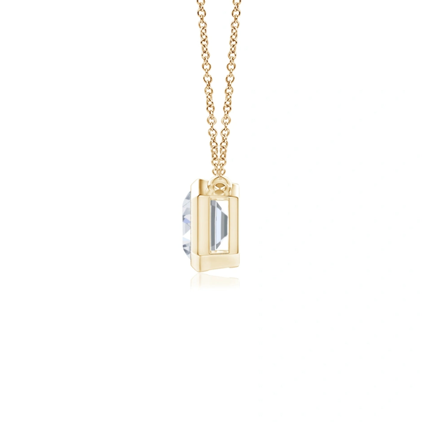 14K Yellow Gold Lab Grown Diamond Pendant with chain, Bezel-Set Baguette | Pre-Order