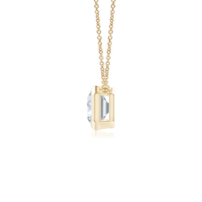 14K Yellow Gold Lab Grown Diamond Pendant with chain, Bezel-Set Baguette | Pre-Order