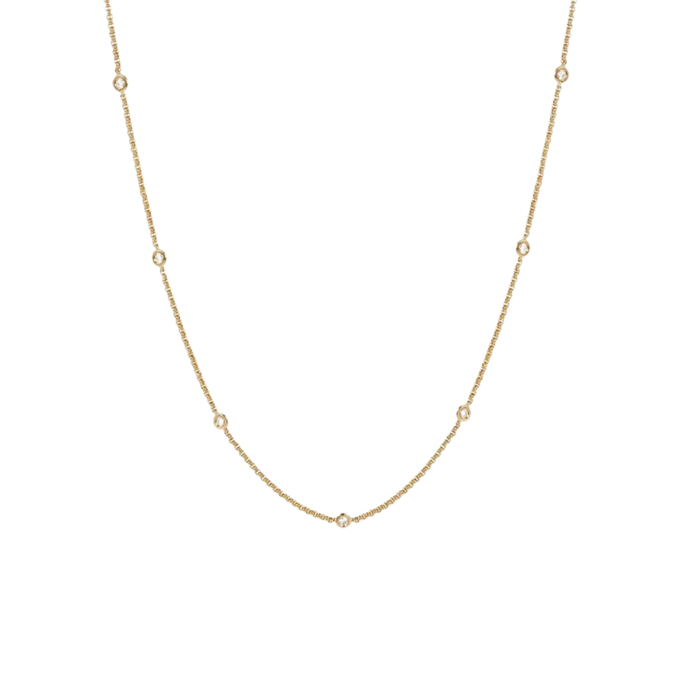 Lab-Grown Diamond Set Necklace 14k Gold Chain