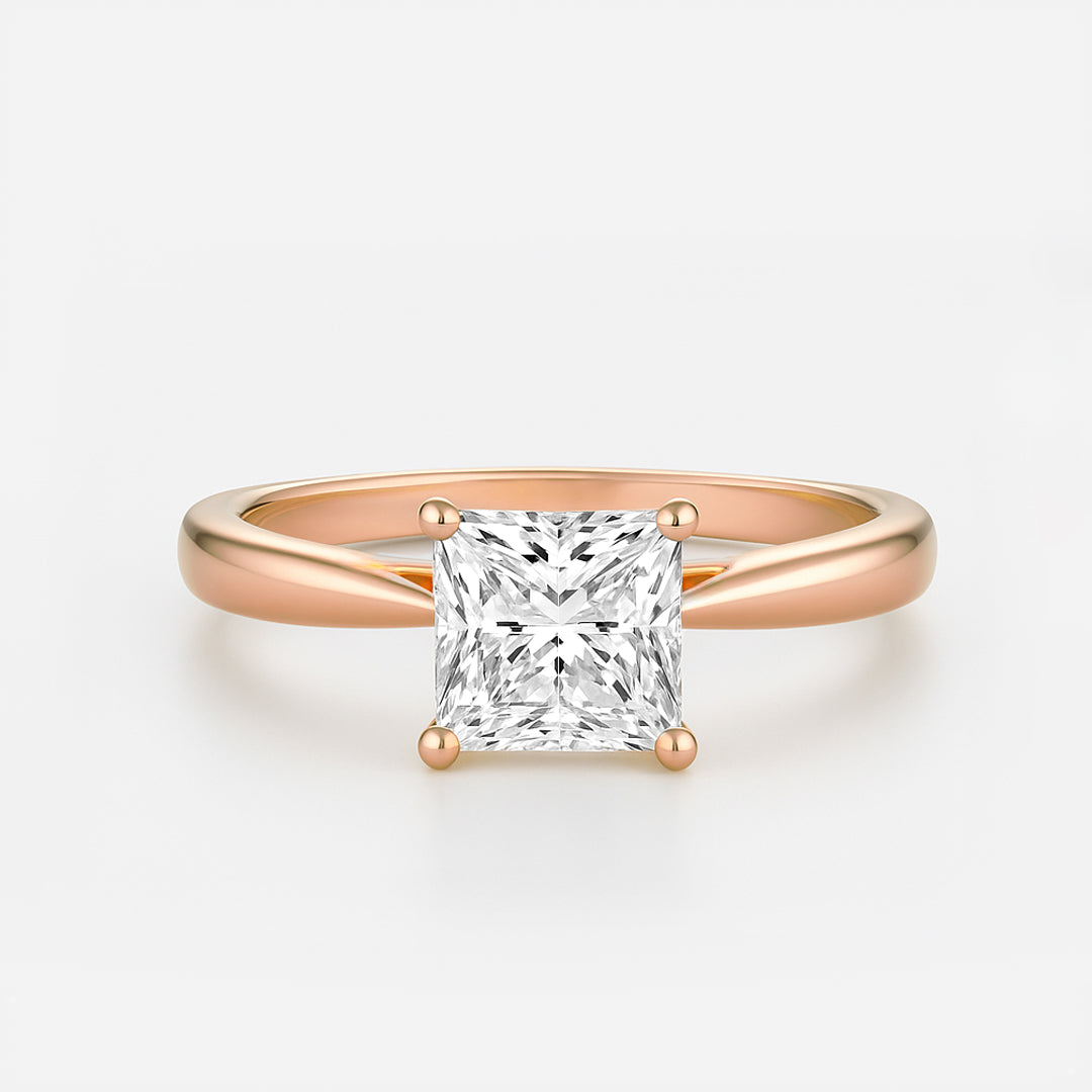 The Victoria Ring - Cathedral Princess Solitaire - Lab Grown Diamond