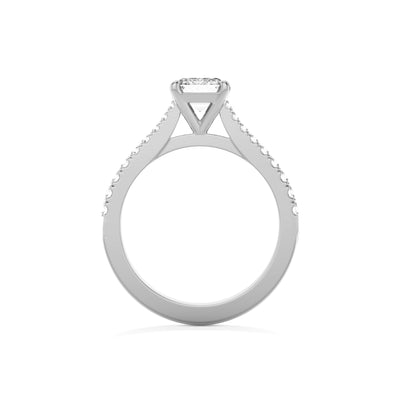 Oval Lab Grown Diamond Engagement Ring with Pave Band- Elise