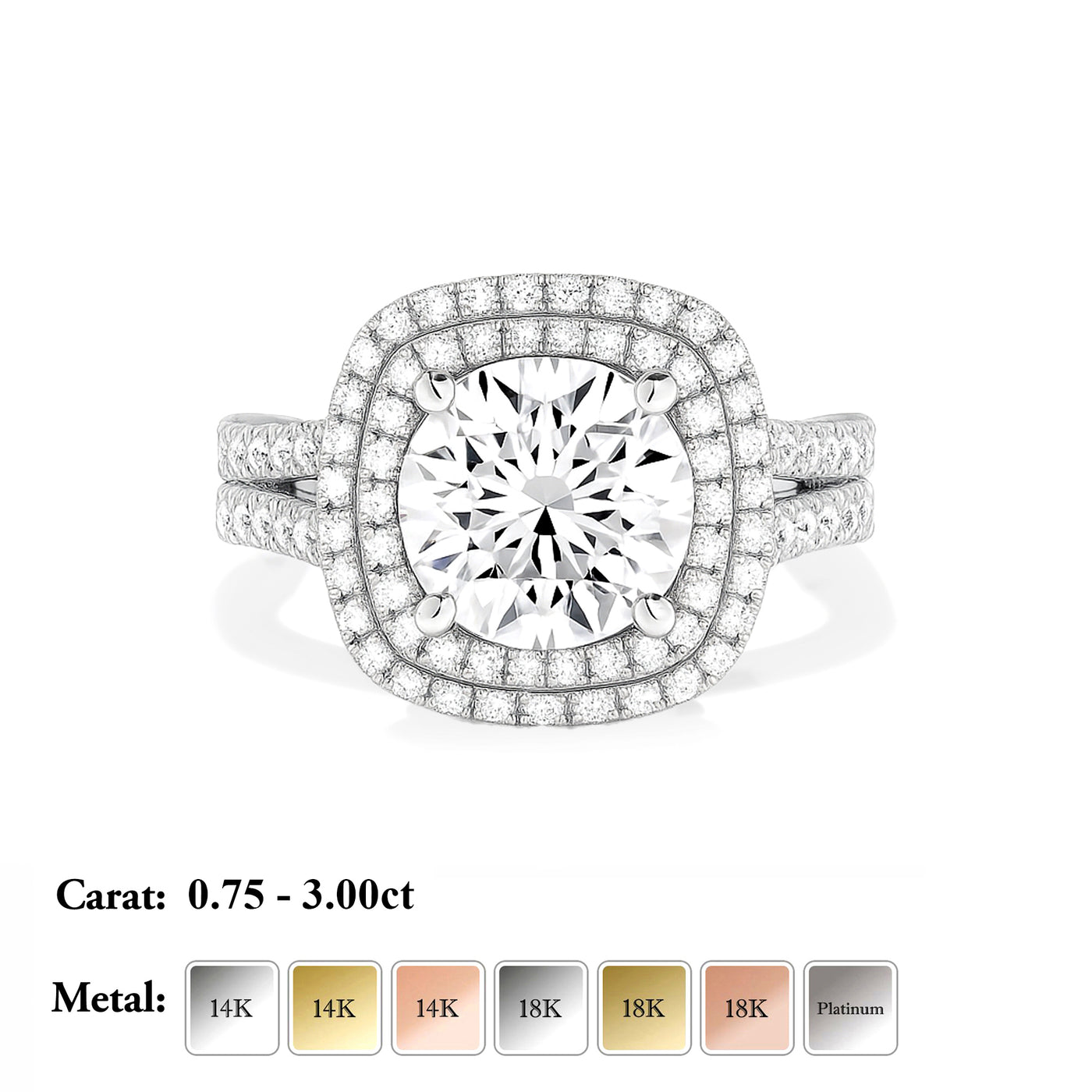 Lab Grown Diamond Double Halo Engagement Ring - Olivia