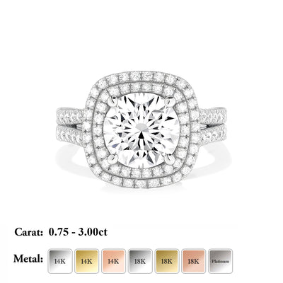 Lab Grown Diamond Double Halo Engagement Ring - Olivia