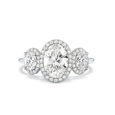 The Brittany Ring - Oval Trilogy with Halos - Lab Grown Diamond