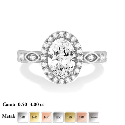 Oval Lab Grown Diamond Halo Engagement Ring - Eleanor