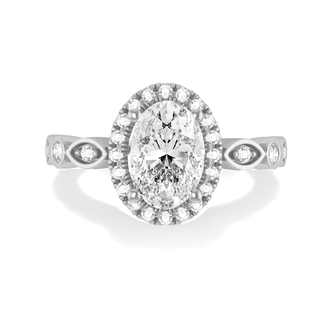 Oval Lab Grown Diamond Halo Engagement Ring - Eleanor