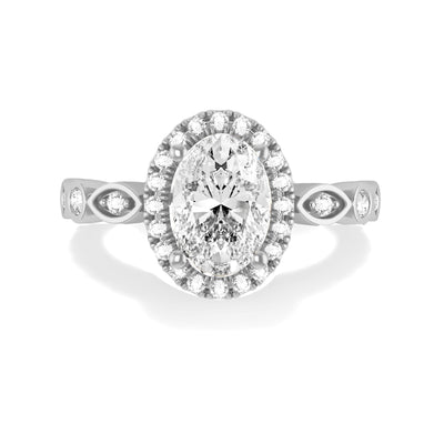 Oval Lab Grown Diamond Halo Engagement Ring - Eleanor