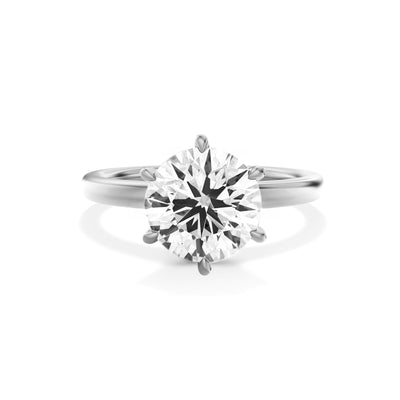 Round Lab Grown Diamond Engagement Ring With Pave Prongs - Ravenna