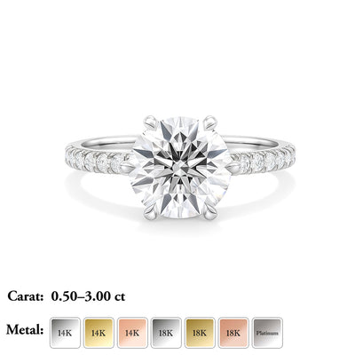 The Vera Ring - Lab Grown Diamond with 6-claws and Fine Pave Band