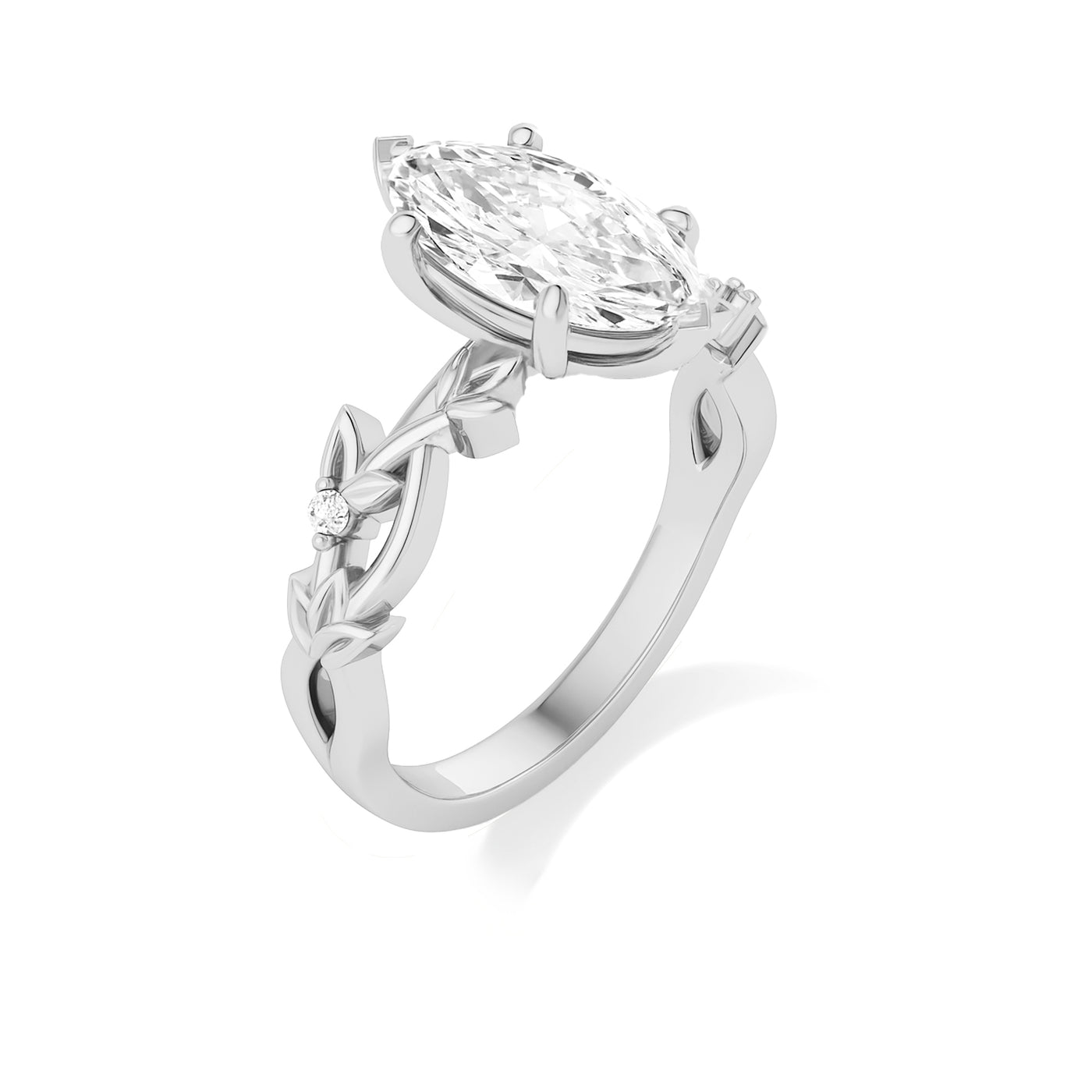 The Liana Ring - Solitaire Leaf Design