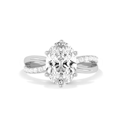 The Selena Ring - Oval Lab Grown Diamond with Twisted Pavé Band and Hidden Halo