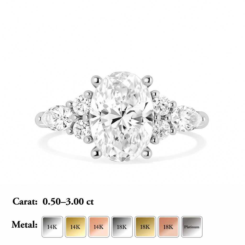 The Maya Ring - Lab Grown Diamond with Side Stones