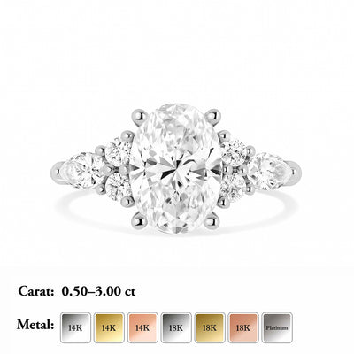 The Maya Ring - Lab Grown Diamond with Side Stones