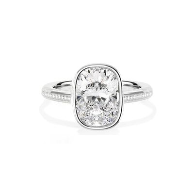 The Mariana Ring - Bezel Set Elongated Cushion Cut Solitaire