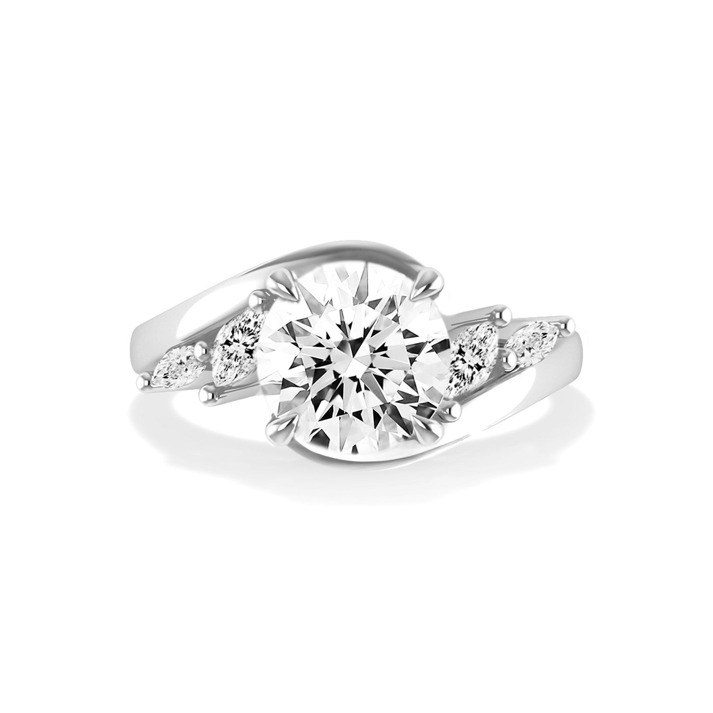 The Melody Ring - Wave Ring with Marquise Accents - Lab Grown Diamond