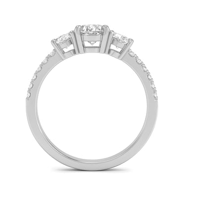 The Elisa Ring - Three Stone Oval Diamond Ring with with Pavé