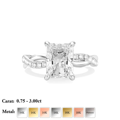 Radiant cut Twist Lab Grown Diamond Engagement Ring - Isabella