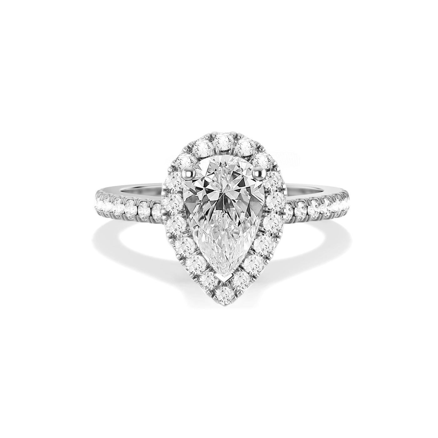 Pear Lab Grown Diamond Halo Engagement Ring -  Erica