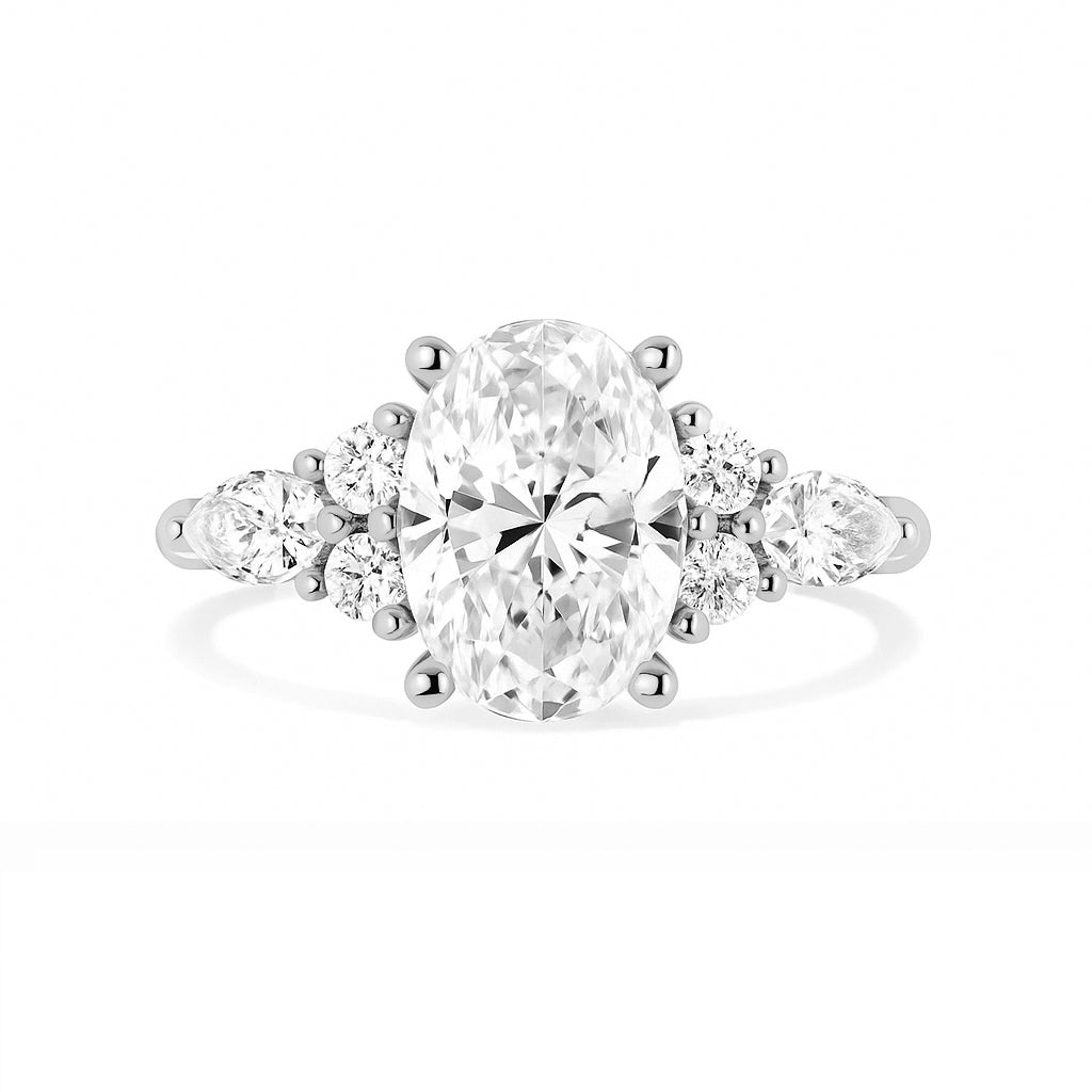 The Maya Ring - Lab Grown Diamond with Side Stones