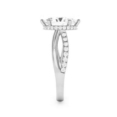 The Selena Ring - Oval Lab Grown Diamond with Twisted Pavé Band and Hidden Halo