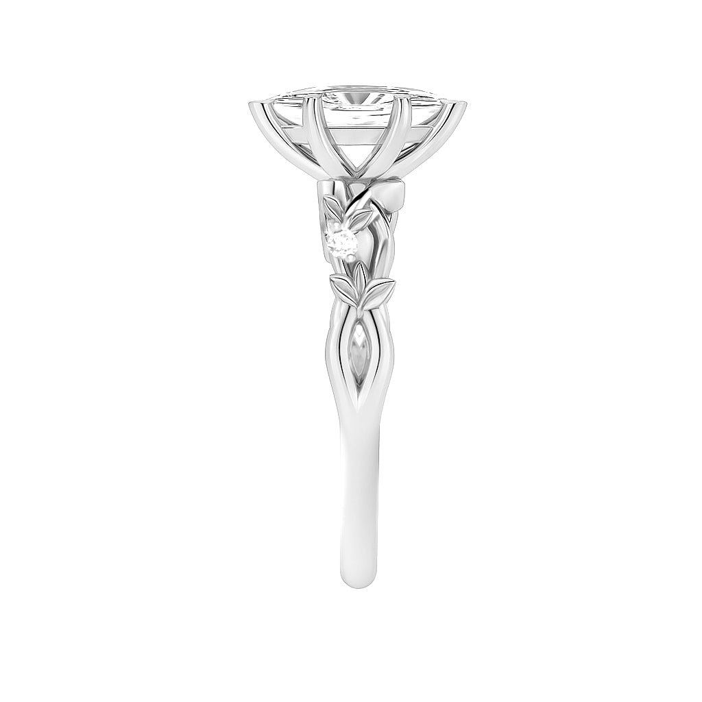 The Liana Ring - Solitaire Leaf Design
