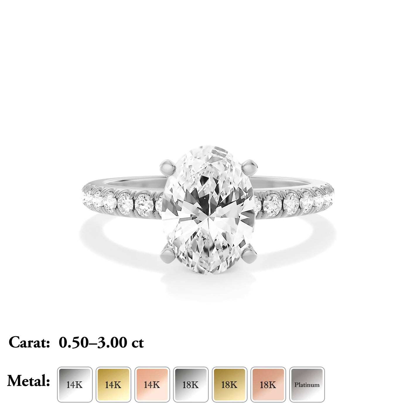 Oval Lab Grown Diamond Engagement Ring - Belle