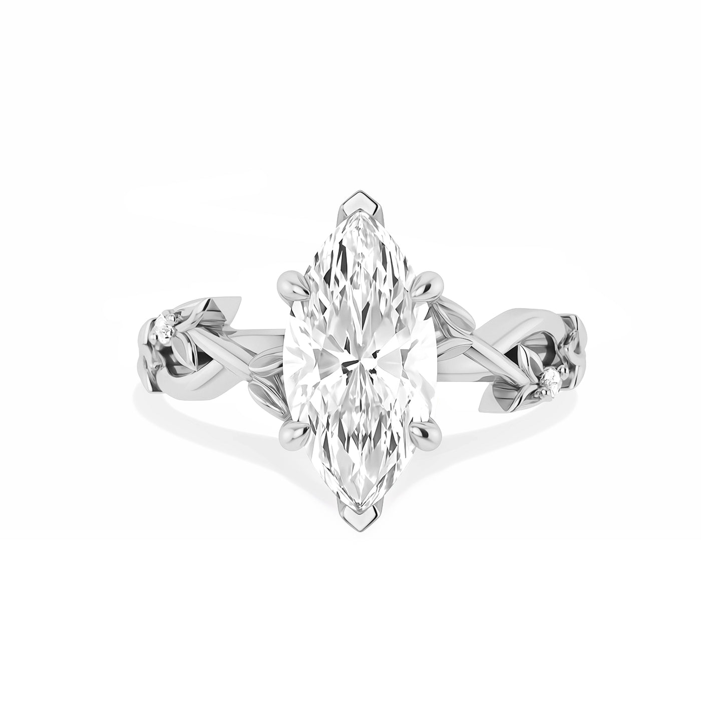 The Liana Ring - Solitaire Leaf Design