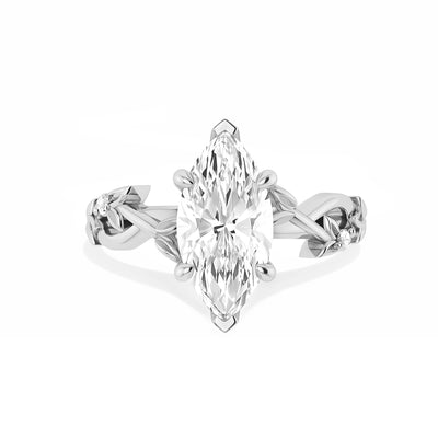 The Liana Ring - Solitaire Leaf Design