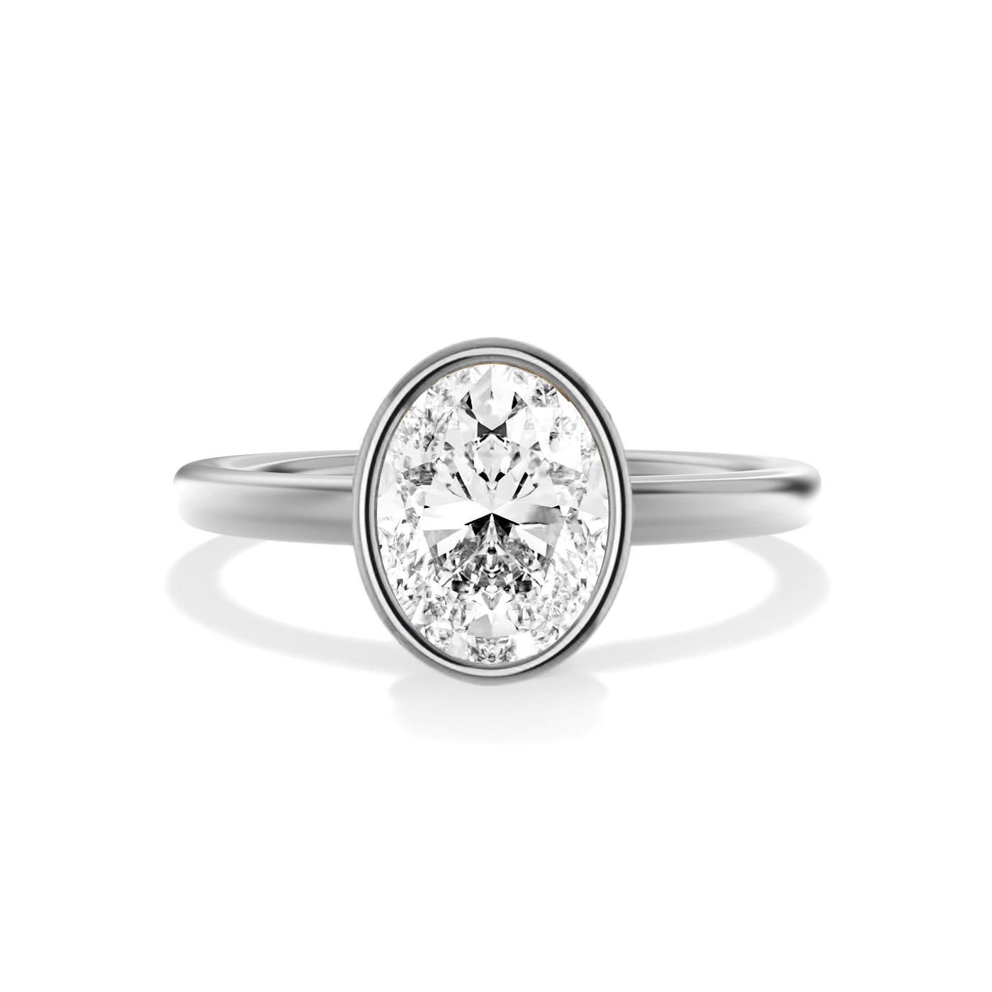 The Seville Ring - Bezel Set Cathedral Oval Solitaire - Lab Grown Diamond