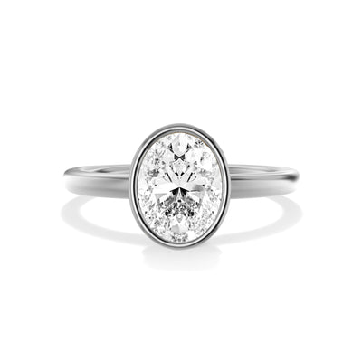 The Seville Ring - Bezel Set Cathedral Oval Solitaire - Lab Grown Diamond